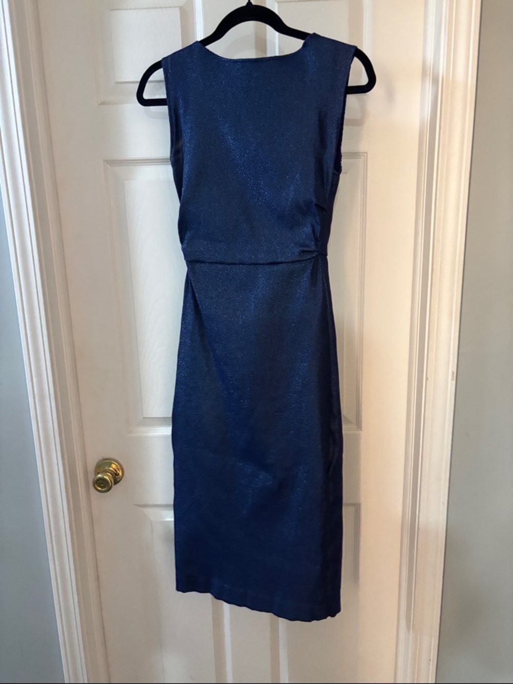 Rachel Comey Metallic Navy Sleeveless Midi Dress